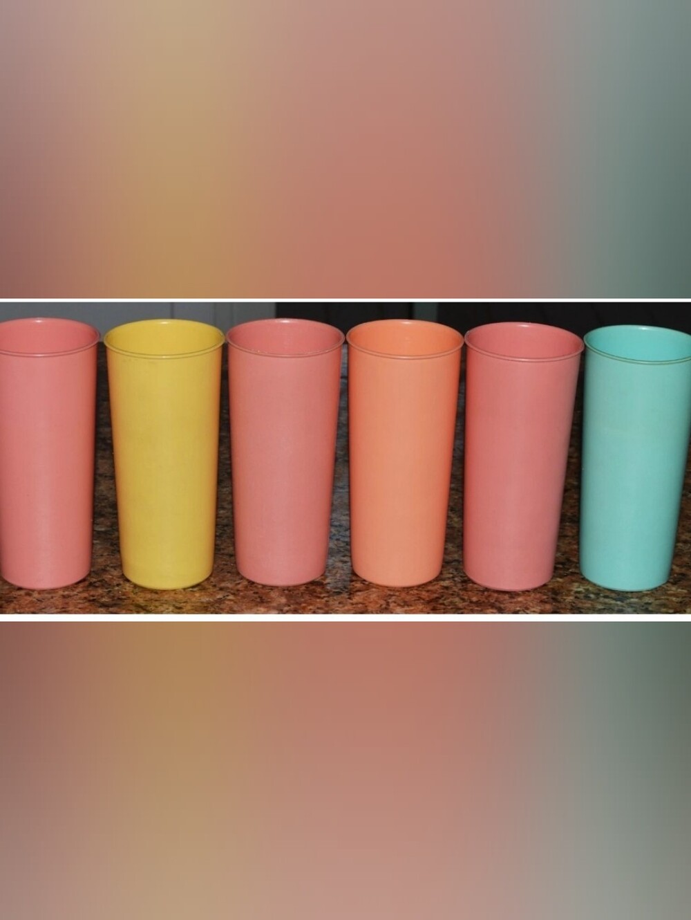 Tupperware 6 Drink Cups stackable Tumblers #115 Spring Summer sherbert Colors